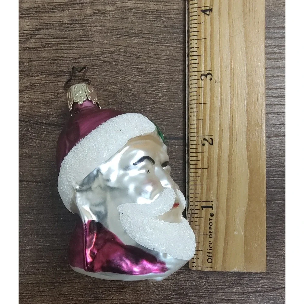 Vintage Inge Glas Mercury Glass Santa Head Christmas Ornament A2